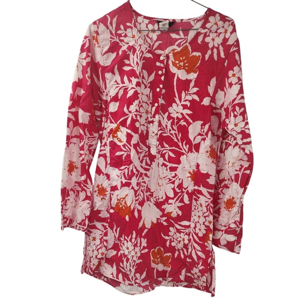 J CREW Pink Floral Print Tunic Top Womens Size Medium M